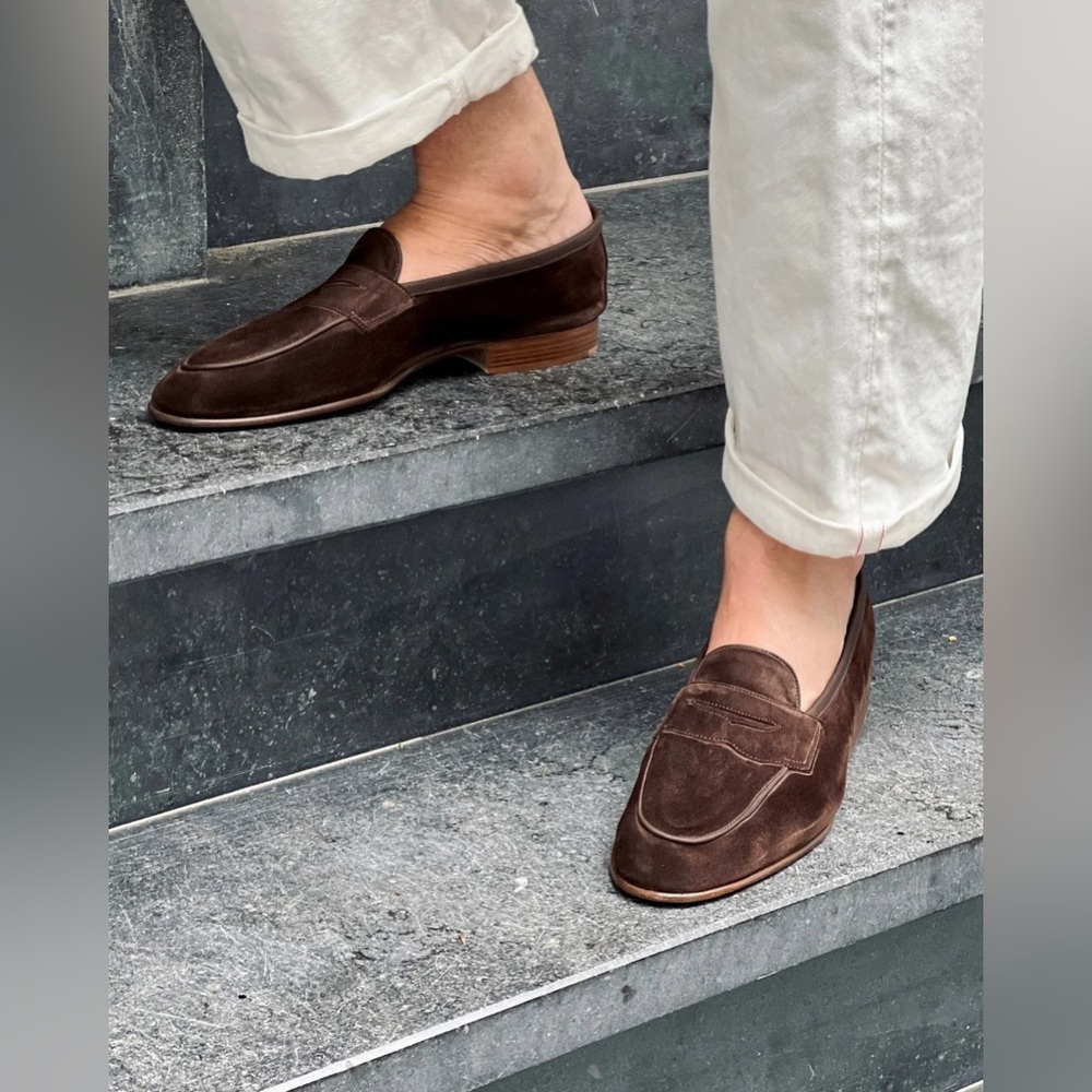 EDWARD GREEN UNLINED SUEDE LOAFERS